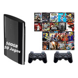 Sony Playstation 3 Super Slim 500gb Standard +50 Jogos + 2 Controles + Minecraft + Gta + Naruto