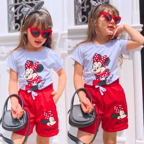 Conjunto Feminino Minnie Infantil Menina Diva Roupa Verão 