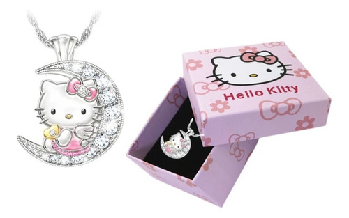 Collar Con Dije De Hello Kitty En La Luna Excelente Regalo 1