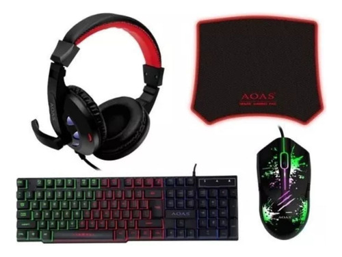 Set Gamer Teclado Mouse 7 Botones/ Rgb / Diadema / Pad Mouse