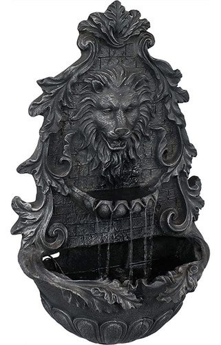 Sunnydaze Stoic Courage Lion Head Solar Wall Water Fountain 