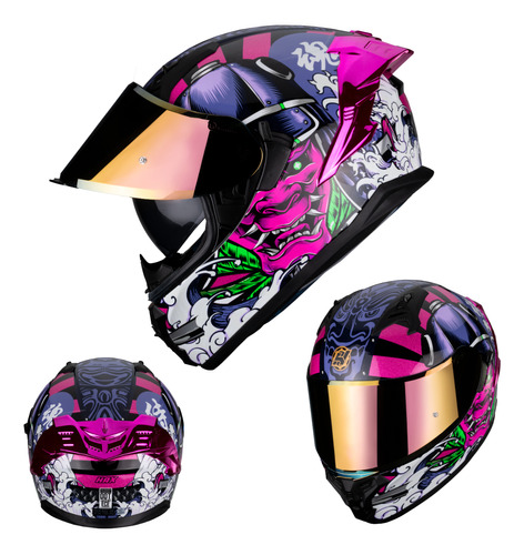 Casco Moto Hax Obsidian 2.0 Samurai Pink Dot + Ece 22.06