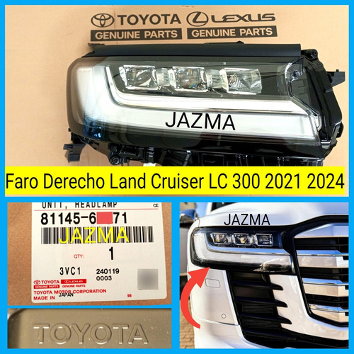 Faro Derecho Land Cruiser Lc 300 Zx Vx 2021 2024 Original  Foto 3