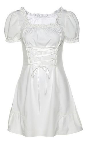 Mini Vestido Branco Elegante Com Laçoseda Francês