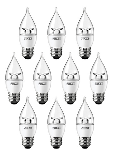 Pack De 10 Focos Flama Led Aksi 4w Luz Blanca Base E27 Color De La Luz Blanco Frío