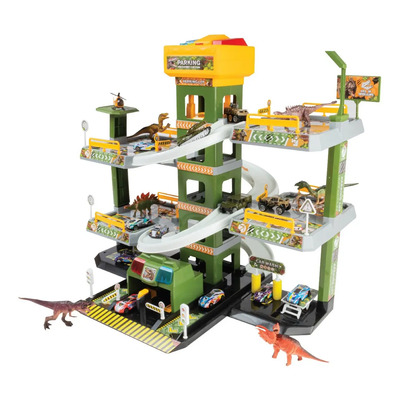 Pista Garage De Dinosaurios My World Luz Y Sonido 65cm Alto Multicolor