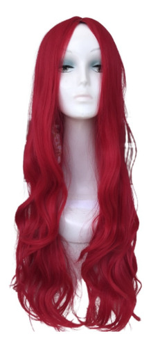 Peruca Ondulada Preta 65cm + Wig Cap - Fibra Orgânica+brinde