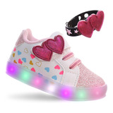 Tenis Calçado Infantil Feminino Meninas Com Luzinha De Led 