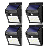 4 Pcs Focos Solares Exterior Impermeable Luz De Pared Led 