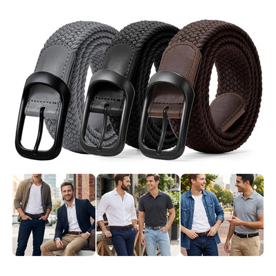 Cryzmitol 3pzs Cinturón Hombre Militar Elastico Tejido Trenza Moda Negro+marrón+gris 120 | MercadoLibre