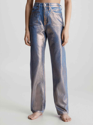 Jeans Metalizado Multicolor Straight Calvin Klein Mujer