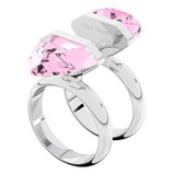 Anillos De Coctail Gems Pink Doble Cristal Swarovski 