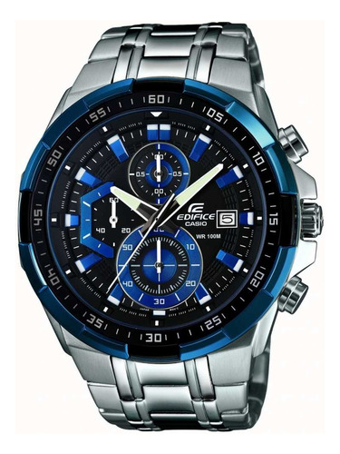 Relogio Edifice Efr-539d-1a2vudf Prata Com Azul Cronografo