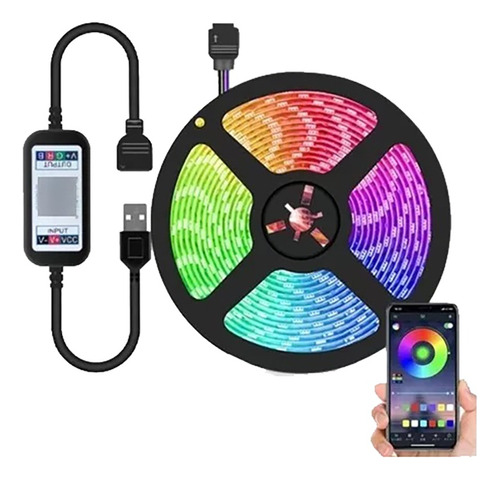 Tira Led Bluetooth App Usb 5050 Rgb 5 Metros 