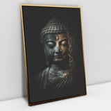 Quadro Decor Canvas Buda Meditando Moldura Dourada 100x180cm