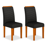 Kit 2 Cadeiras Lisboa Wood Mesa De Jantar Cin/preto