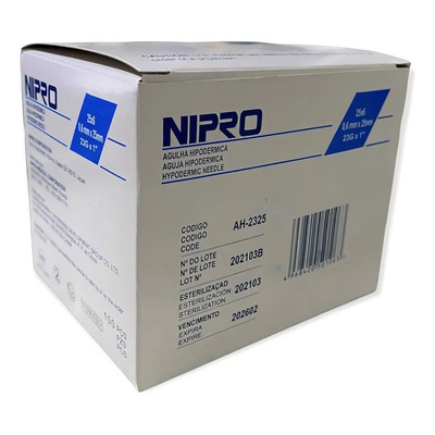 Aguja Hipodérmica Nipro 23g x 25mm 100 Unidades Azul Tribiselada | MercadoLibre
