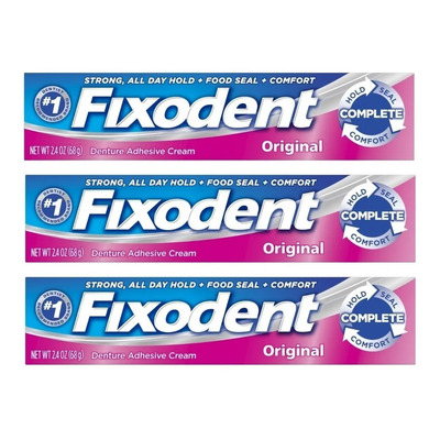 4 Fixodent Original 68g (4 Tubos) Fixador Dentes - ! | Frete grátis