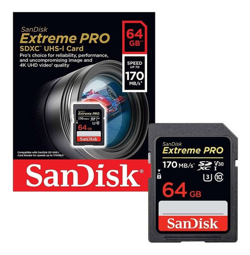 Memoriasd 64gb Sandisk Extreme Pro Uhs-i Sdxc 4k V30 170mb/s
