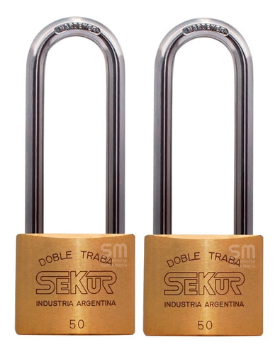 Candados Hermanados Sekur 50 Arco Mediano Bronce X 2 Unid