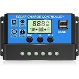 Controlador De Carga Solar 30a 12 Y 24v Pwm Usb Pantalla Lcd