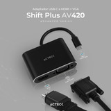 Adaptador Acteck Shift Plus Av420 Usb-c A Hdmi + Vga Negro