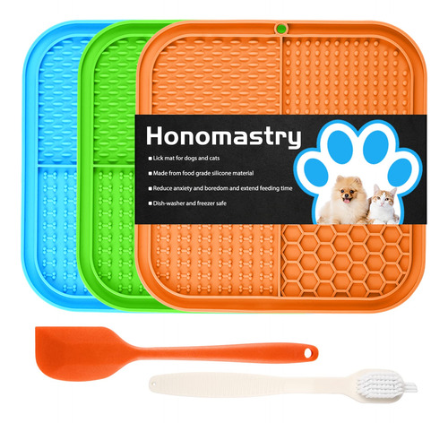 Comedero Lento Lick Pad Honomastry Para Perros, Paquete De 3