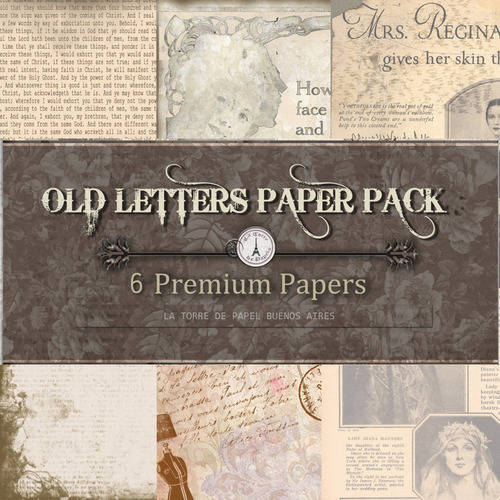 Old Letters 6 Papeles Para Scrapbooking 30x30cm
