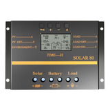Controlador De Carga De Panel Solar Pwm 80a 12/24v Lcd Usb