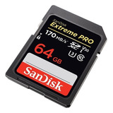 Cartão Memória Sandisk 64gb Extreme Pro 170mbs 4k Uhd Sdxc  