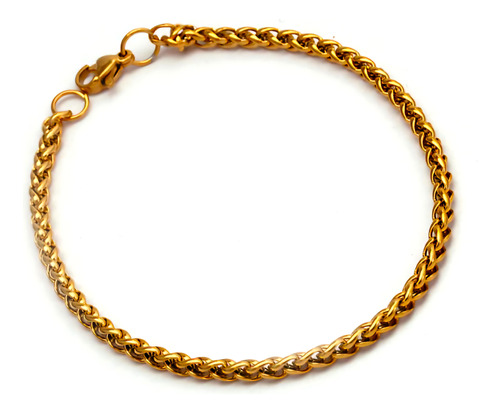 Pulsera Oro 18 Kilates Espiga 20cm X 4mm Unisex Exclusiva *