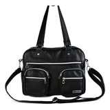 Cartera Shopper Kalton Bags K272 Diseño Lisa De Cuero Sintético  Negra Con Correa De Hombro Negra Asas Color Negro Y Herrajes Níquel