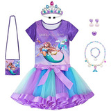 Disfraz De Princesa Ariel De Sirenita Para Niñas Conjunto Tutu Fiesta Cumpleaños Carnaval Halloween Navidad Ofr