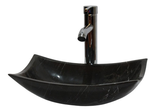 Ovalin Marmol Negro Marquina Modelo Pañuelo 40x30x12