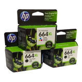 Pack De 3 Cartuchos Hp 664xl (2) Negros  (1) Color Facturado