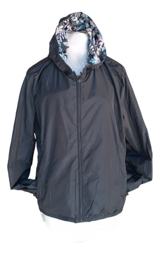 Campera Rompeviento Impermeable Reversible Dama Yd Capucha 