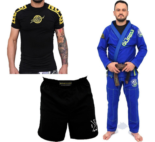 Kimono In The Guard Trançado + Bermuda + Rash Guards    Bjj