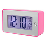 Relógio Despertador De Mesa Digital Calendário Inteligente Cor Rosa