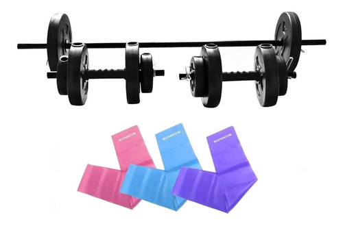 Kit Barra + Mancuernas + 24 Kg. De Discos. Pesas. Cuotas!