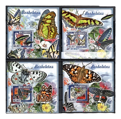 2015 Insectos Mariposas- Mozambique (4 Bloques) Mint