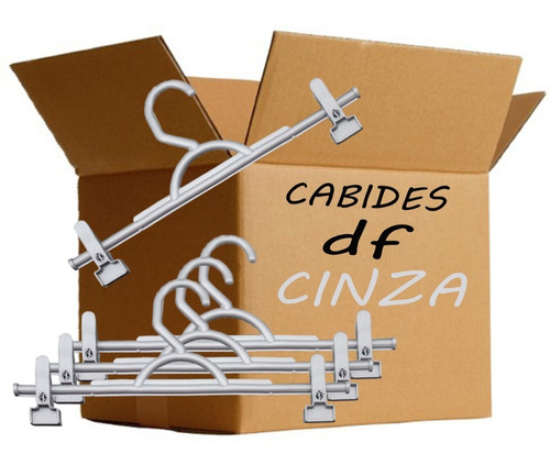 25 Cabide C/ Presilhas Prendedor Cinza P/ Saia Calça Atacado