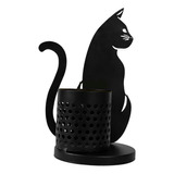 Decoración De Gatos De Metal, Portalápices De 10cmx19cm