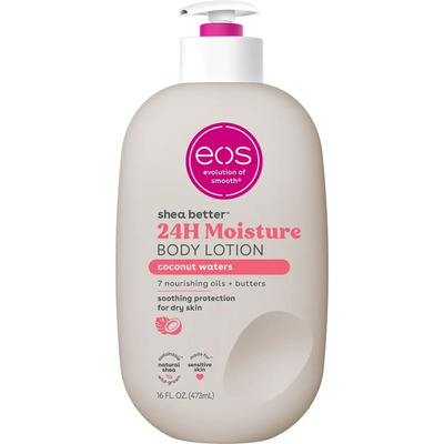 EOS Shea Better Loción Corporal Coconut Waters 473 ml | Hidratación 24 Horas con Manteca de Karité Natural, Aroma Fresco de Coco, Fórmula Vegana Ligera y No Grasosa que Suaviza y Nutre la Piel | Envío gratis