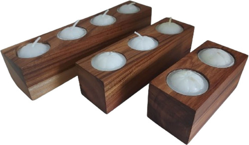 Kit Porta Velas De Madera Petiribi Para Velas De Noche