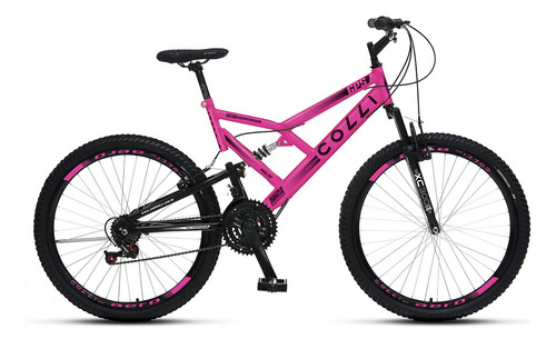 Bicicleta Feminina Pink Gps Aro 26 Colli 21v Dupla Suspensão