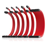 Kit De Cables 1x24pin/2x44 Eps/3x62 Pci-e 30 Cm Rojo