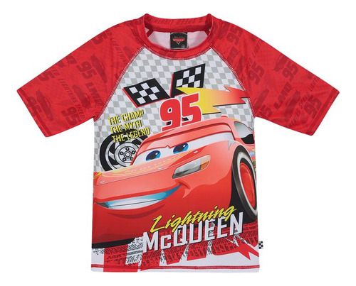 Polera Niño Uv50+ Disney Cars Rojo M/corta