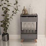 Boahaus Belfast Mini Bar Cabinet Gris Mate