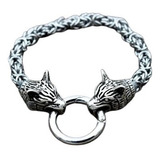 Pulseira Corrente Cabeça De Lobo Viking