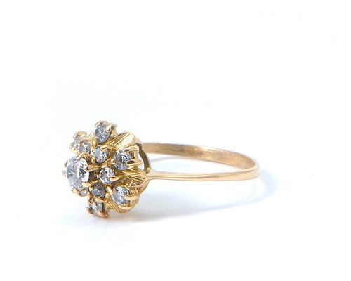 Anillo De Oro 18k  Daisy Cluster  Cubic